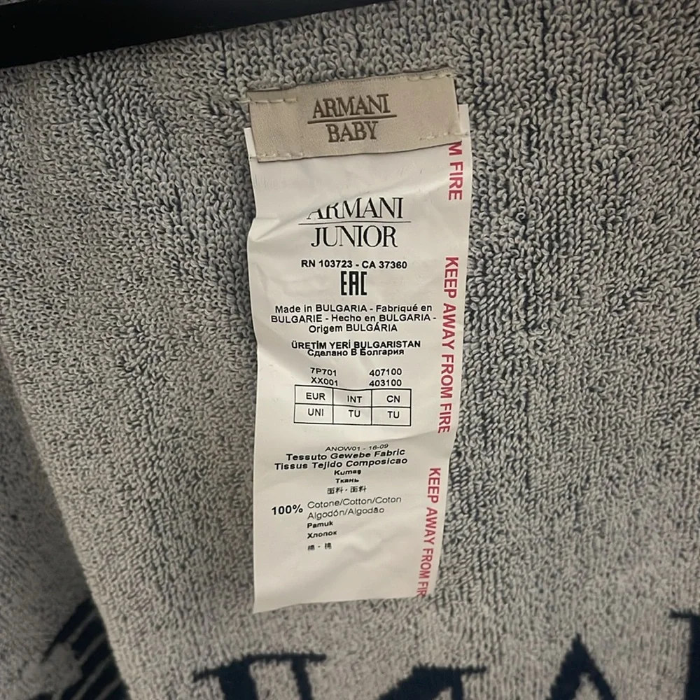 Giorgio Armani Kids Navy Blue Hooded Towel Poncho - Picture 5 of 5